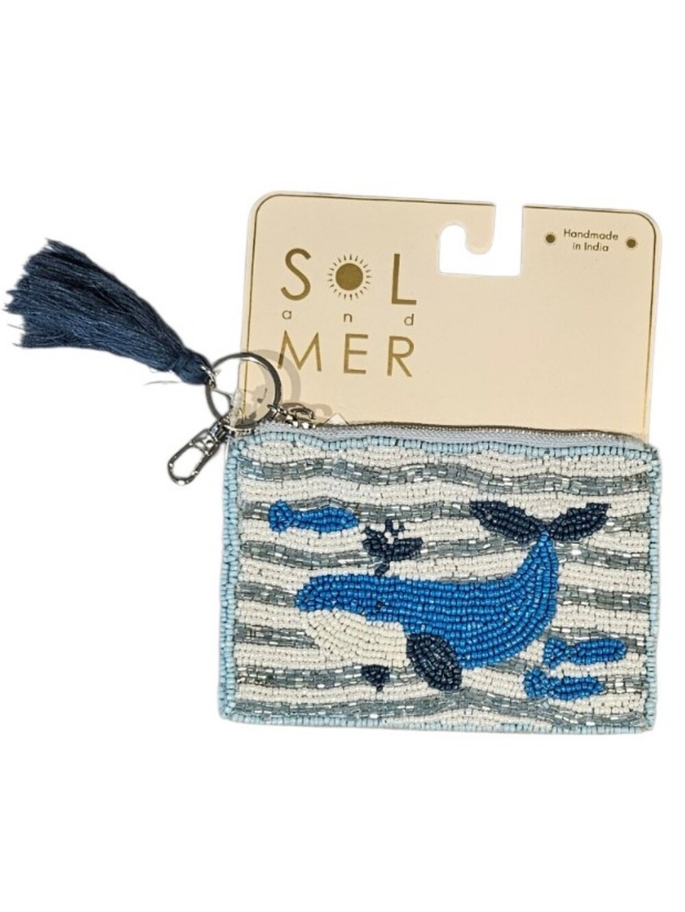NWT Sol and Mer Beaded Whale Coin Purse With Tassel | Viral Coastal Card Holder
